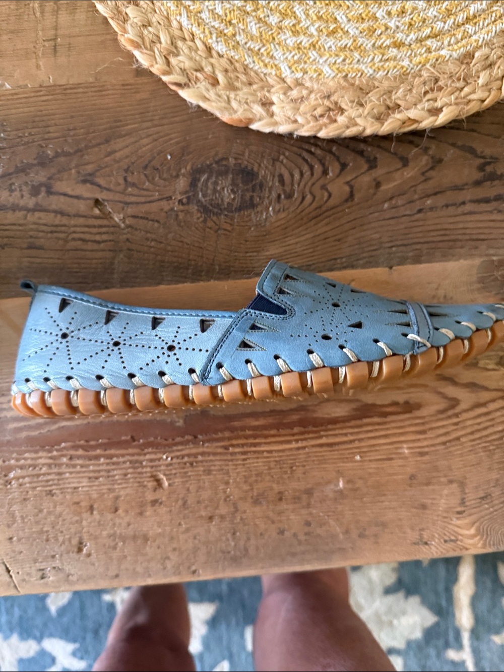 Spring Step Blue Laser-Cut Slip-On Flats - Picture 4 of 4